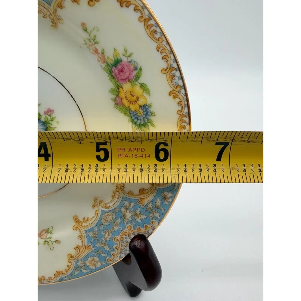 Noritake Bantry Fine China Luncheon Plate Blue Floral Gold Trim